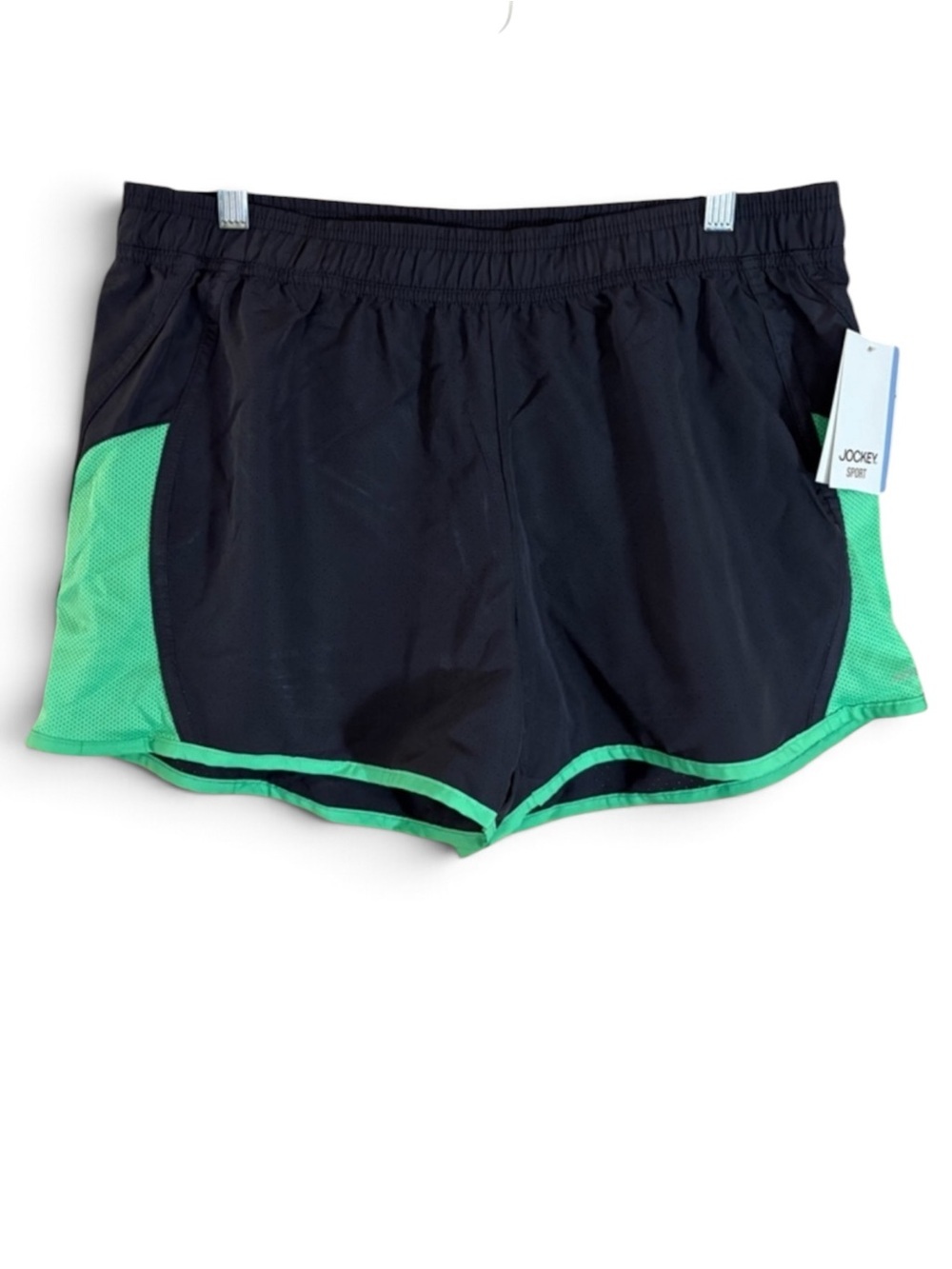 NWT Jockey Black Athletic Shorts with Green Trim